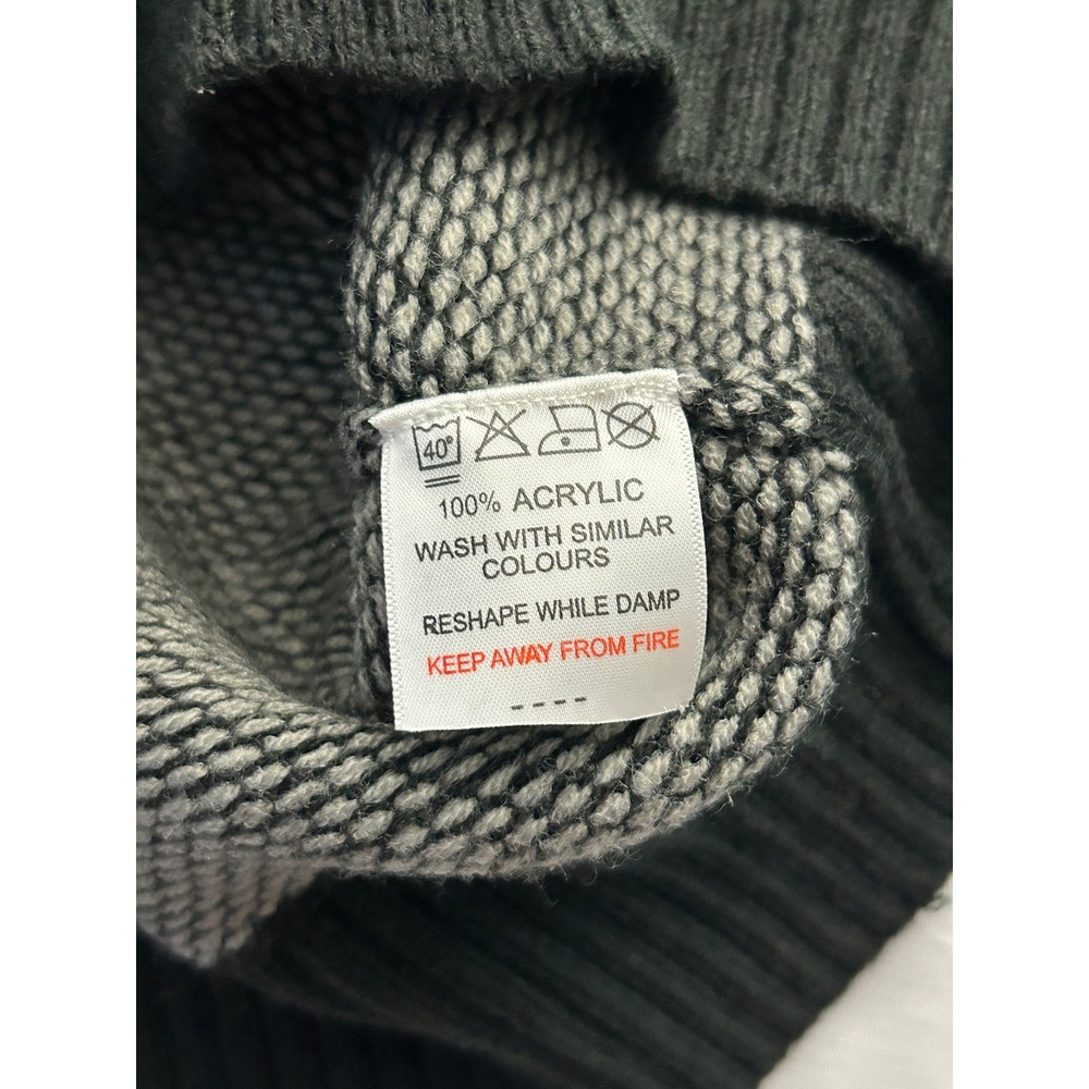 Guinness Mens Grey Black Birds Eye Knit Crewneck Sweater Pullover Medium Logo - Picture 8 of 8